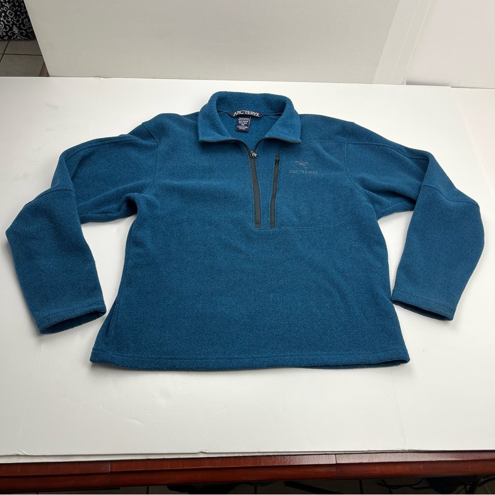 Arc'teryx Men's‎ Teal Blue Half-Zip Fleece Pullover Medium Outdoor Winter Fall